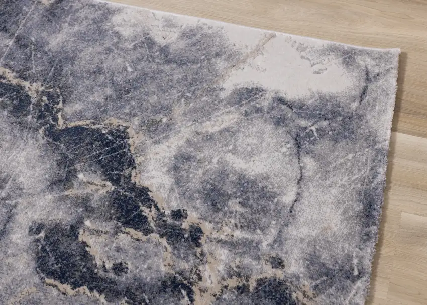 Blue Cream And Gray Abstract Area Rug Photo 8