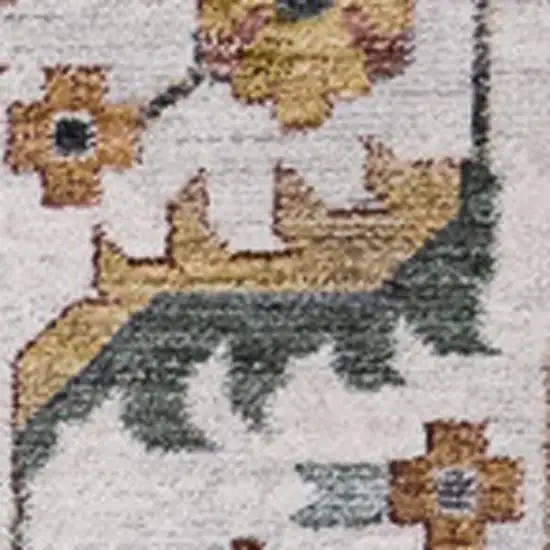 Blue Cream And Yellow Medallion Area Rug Photo 4