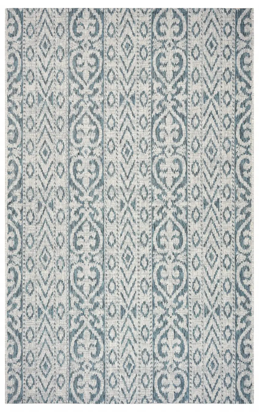 Blue Damask Indoor Outdoor Area Rug Photo 1