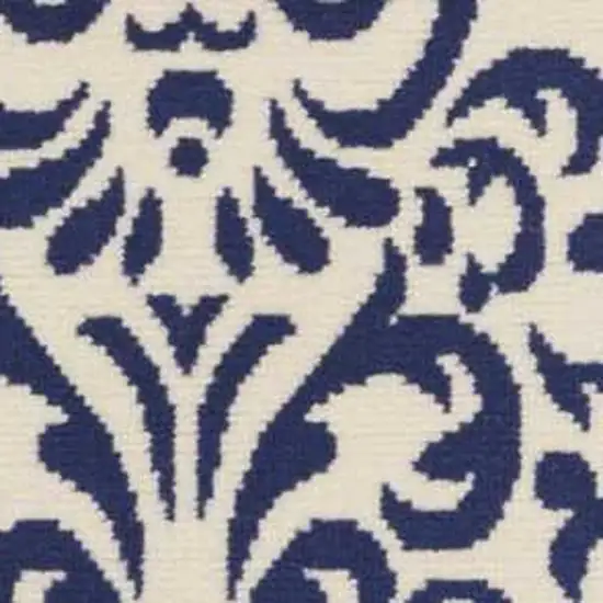 Blue Damask Power Loom Area Rug Photo 9