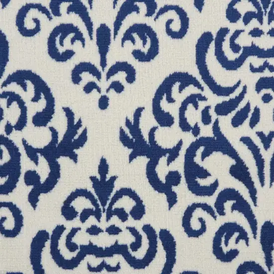 Blue And White Damask Area Rug Photo 6