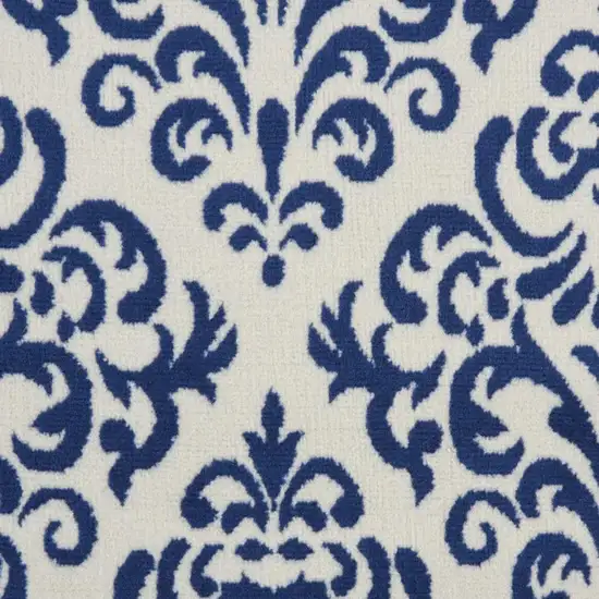 Blue Damask Power Loom Area Rug Photo 2