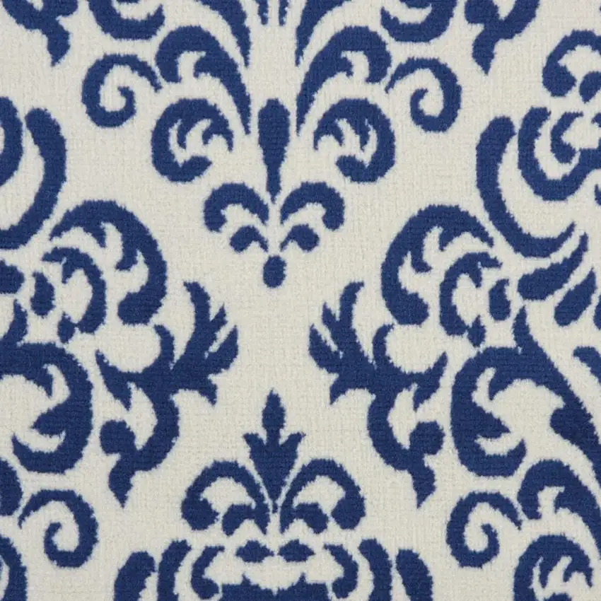 Blue Damask Power Loom Area Rug Photo 2