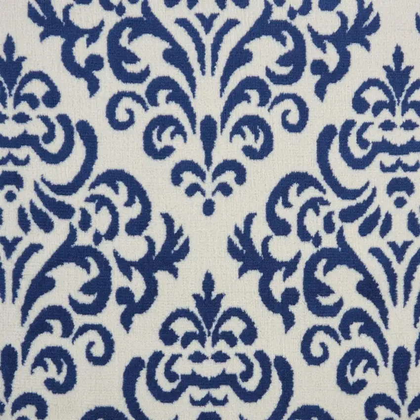 Blue Damask Power Loom Area Rug Photo 4