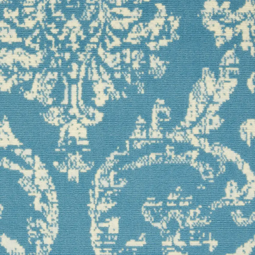 Blue Damask Power Loom Area Rug Photo 3