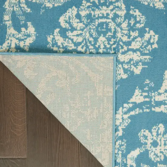 Blue Damask Power Loom Area Rug Photo 9