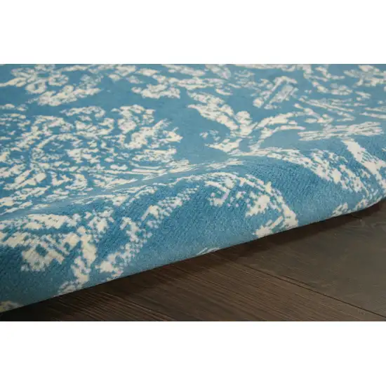 Blue Damask Power Loom Area Rug Photo 9