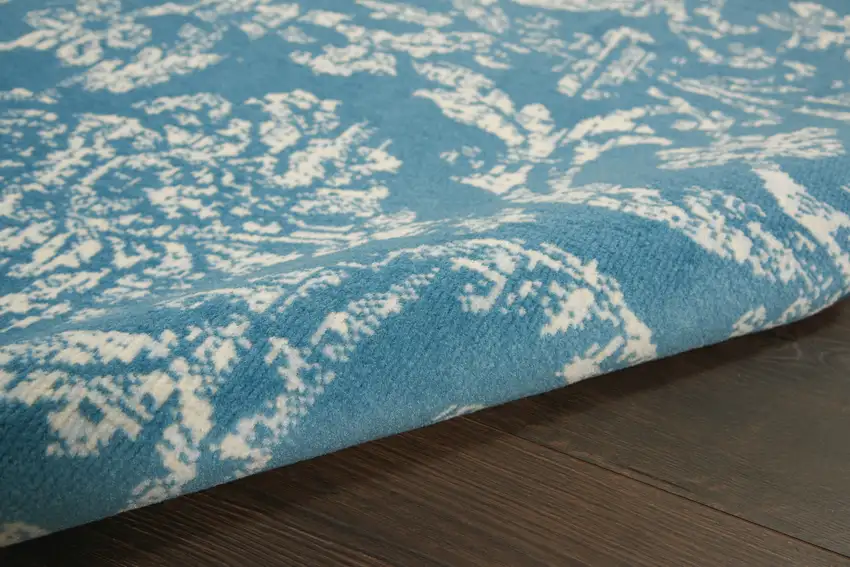 Blue Damask Power Loom Area Rug Photo 9