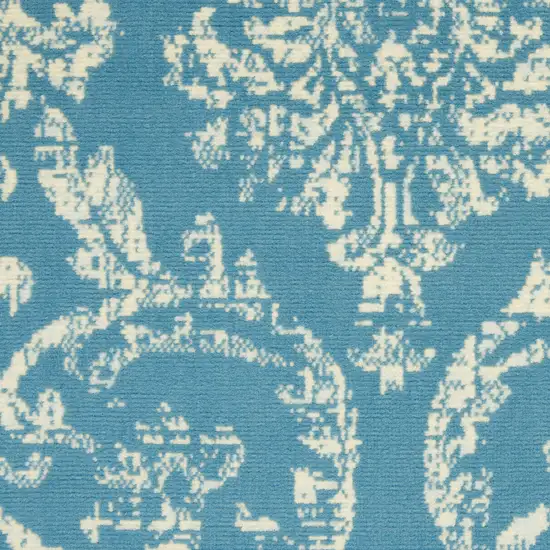 Blue Damask Power Loom Area Rug Photo 4
