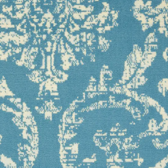 Blue Damask Power Loom Area Rug Photo 3