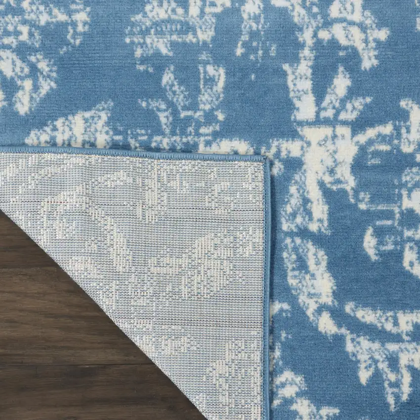 Blue Damask Power Loom Area Rug Photo 7
