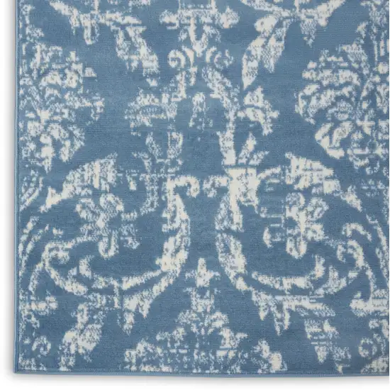 Blue Damask Power Loom Area Rug Photo 9