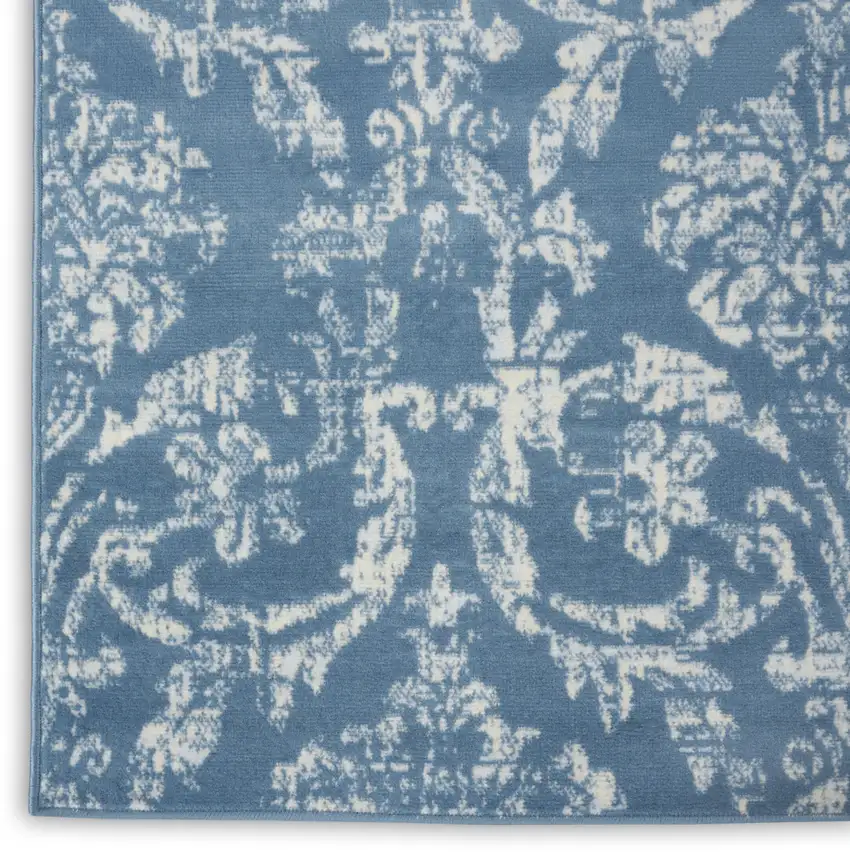 Blue Damask Power Loom Area Rug Photo 9