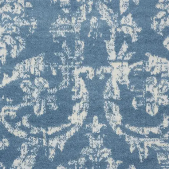 Blue Damask Power Loom Area Rug Photo 4