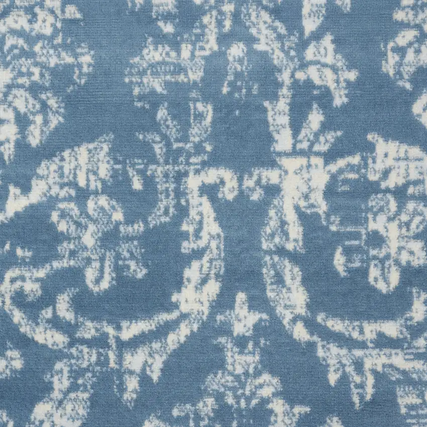 Blue Damask Power Loom Area Rug Photo 4
