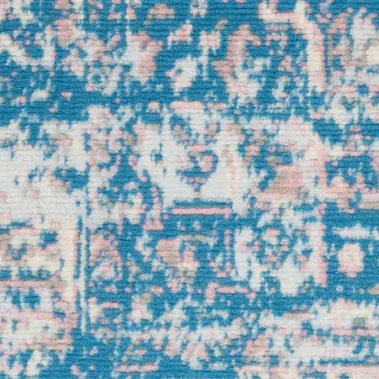 Blue Damask Power Loom Area Rug Photo 4