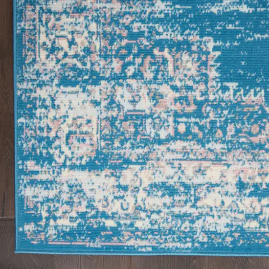 Blue Damask Power Loom Area Rug Photo 8