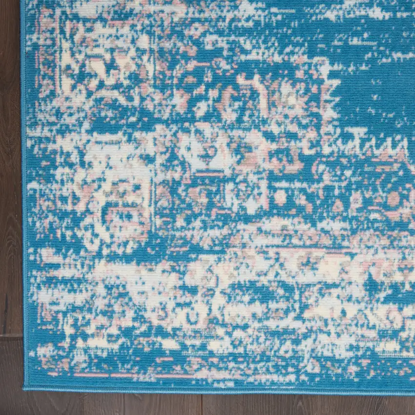 Blue Damask Power Loom Area Rug Photo 8
