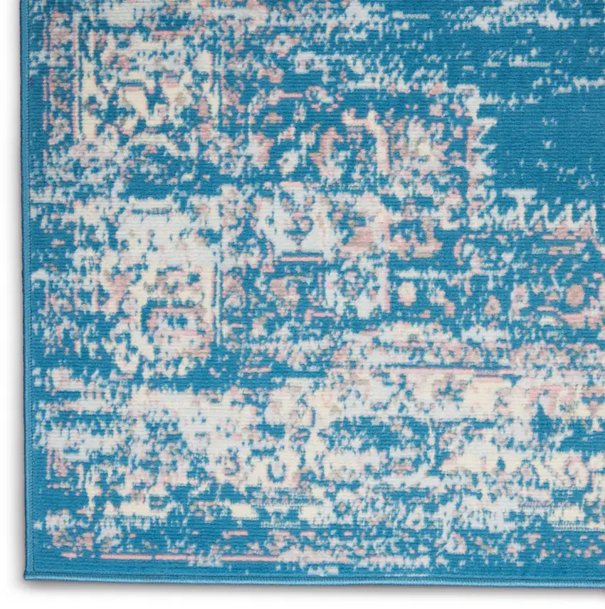 Blue Damask Power Loom Area Rug Photo 7