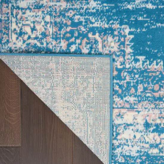 Blue Damask Power Loom Area Rug Photo 9