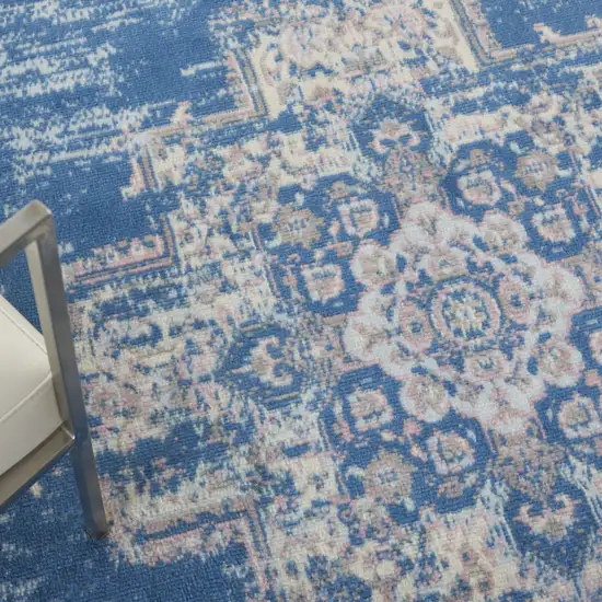 Blue Damask Power Loom Area Rug Photo 9