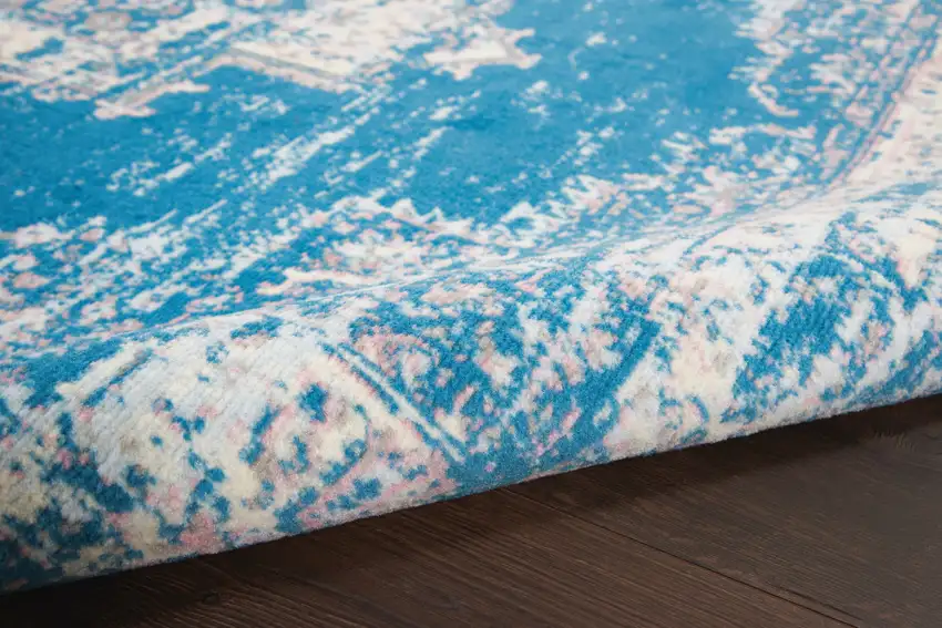 Blue Damask Power Loom Area Rug Photo 9