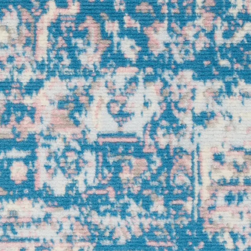 Blue Damask Power Loom Area Rug Photo 3