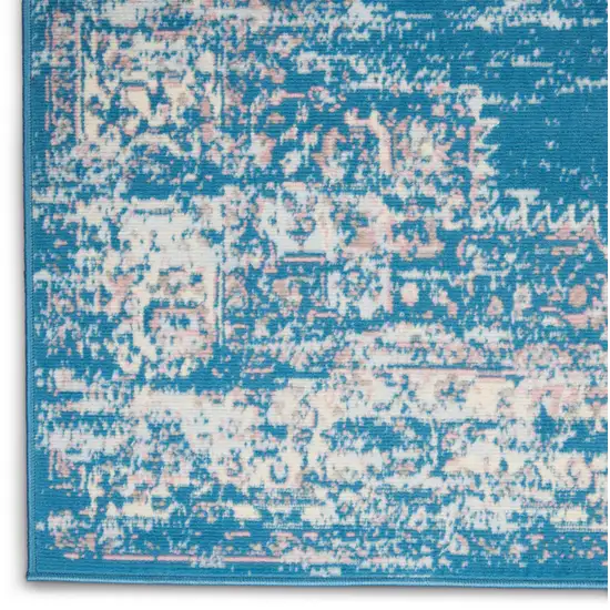 Blue Damask Power Loom Area Rug Photo 8