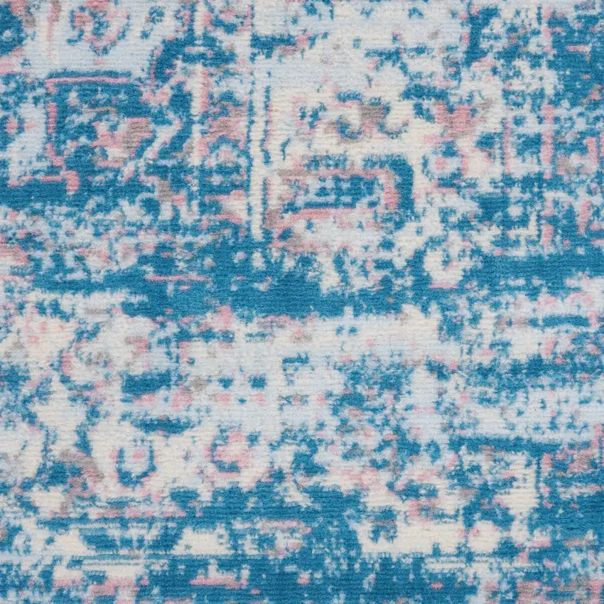 Blue Damask Power Loom Area Rug Photo 3