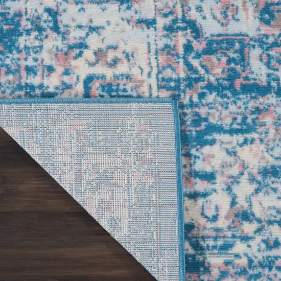 Blue Damask Power Loom Area Rug Photo 8