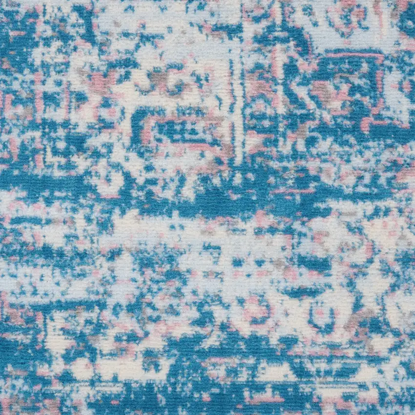 Blue Damask Power Loom Area Rug Photo 4