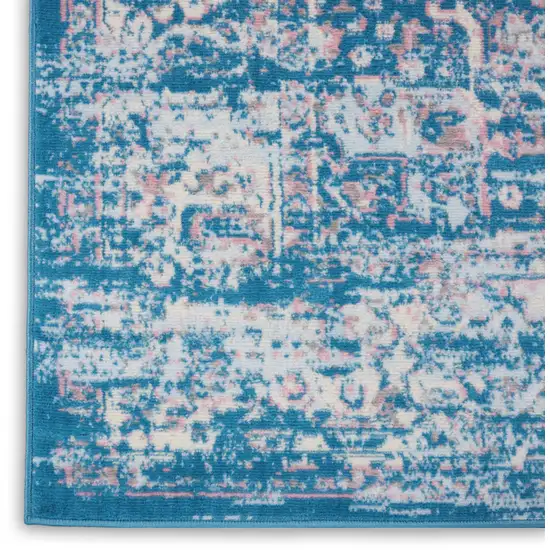 Blue Damask Power Loom Area Rug Photo 7