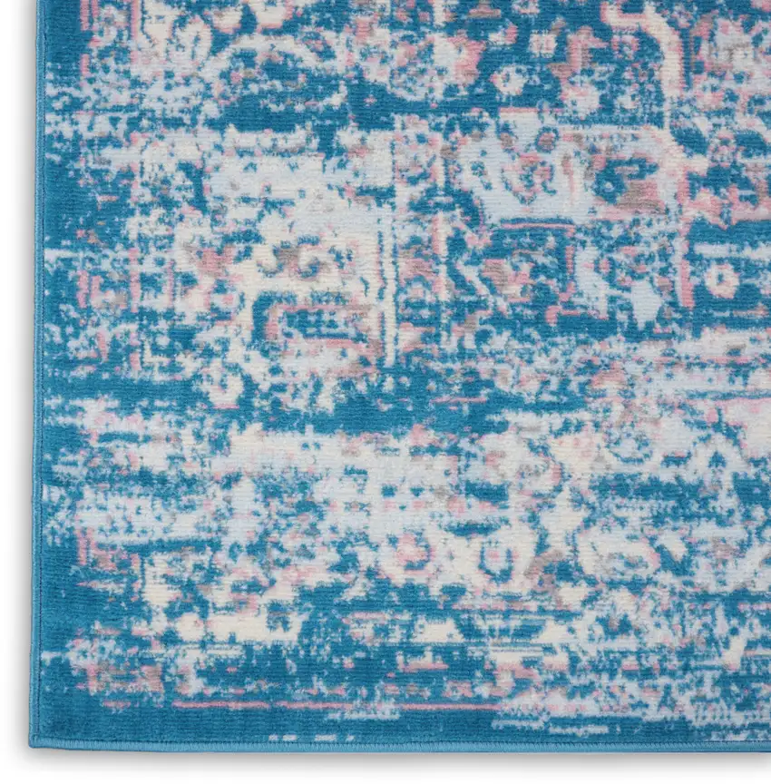 Blue Damask Power Loom Area Rug Photo 7