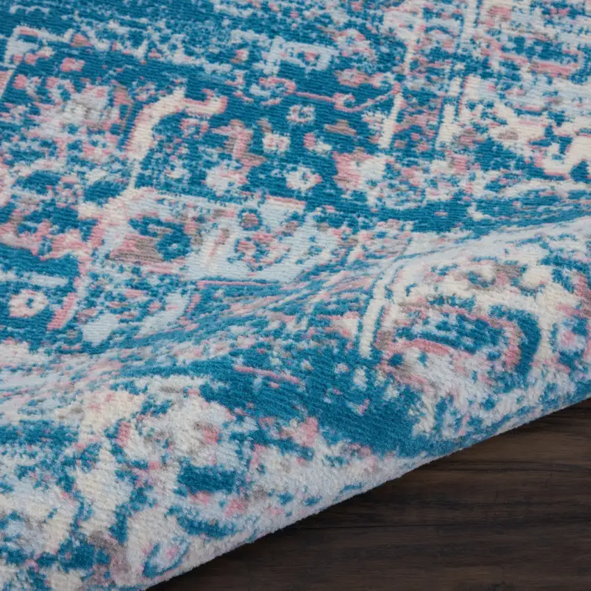 Blue Damask Power Loom Area Rug Photo 9