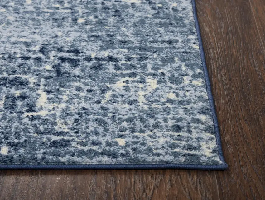 Blue Dark Blue And Ivory Abstract Area Rug Photo 4