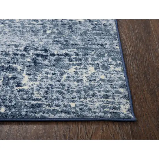 Blue Dark Blue And Ivory Abstract Area Rug Photo 4