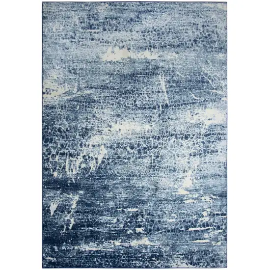 Blue Dark Blue And Ivory Abstract Area Rug Photo 3