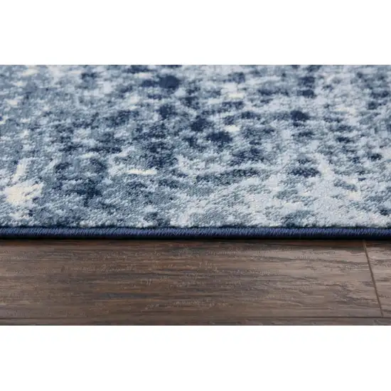 Blue Dark Blue And Ivory Abstract Area Rug Photo 6