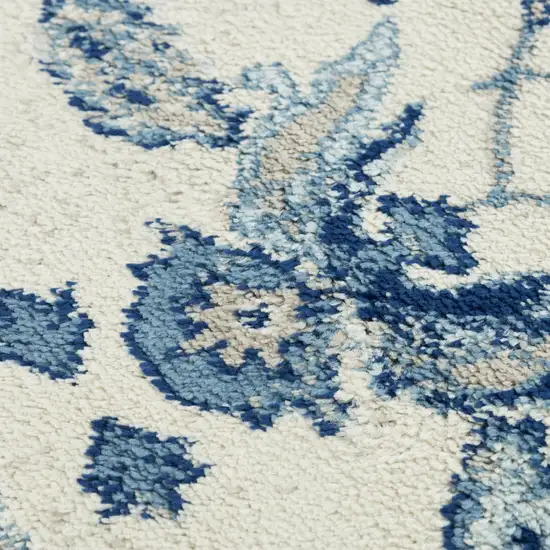 Blue Dark Blue Light Blue Beige And Ivory Floral Area Rug Photo 4