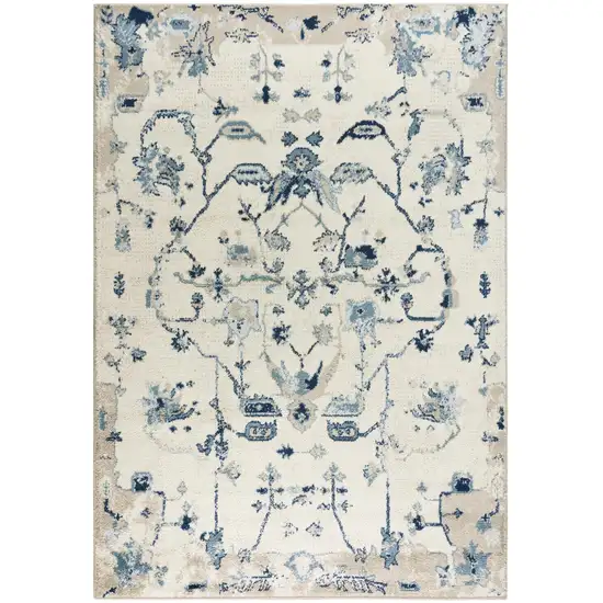 Blue Dark Blue Light Blue Beige And Ivory Floral Area Rug Photo 2