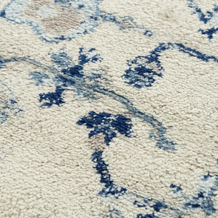 Blue Dark Blue Light Blue Beige And Ivory Floral Area Rug Photo 5