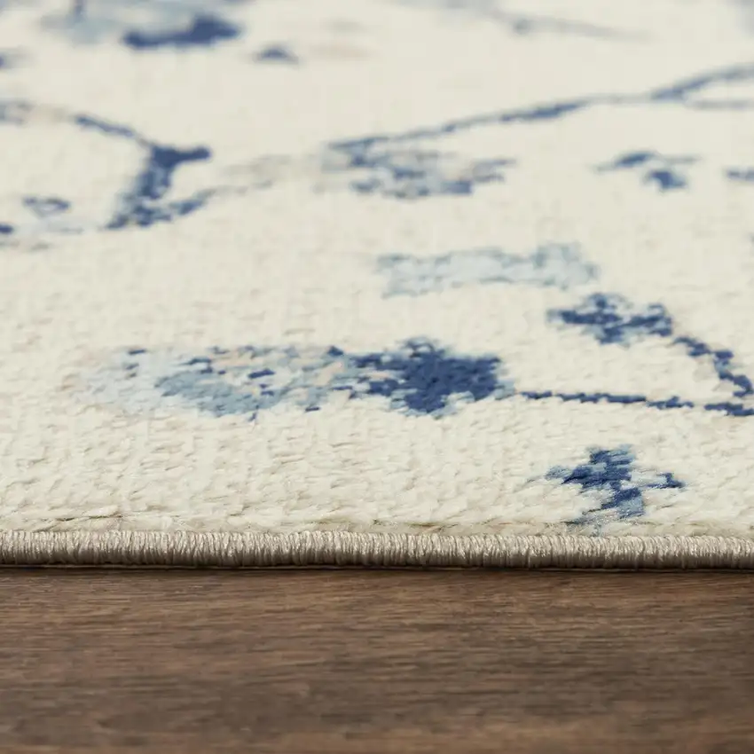 Blue Dark Blue Light Blue Beige And Ivory Floral Area Rug Photo 1
