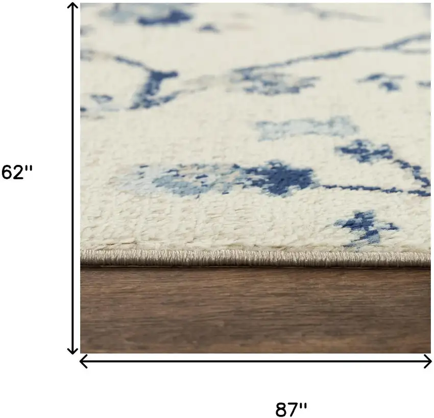Blue Dark Blue Light Blue Beige And Ivory Floral Area Rug Photo 6