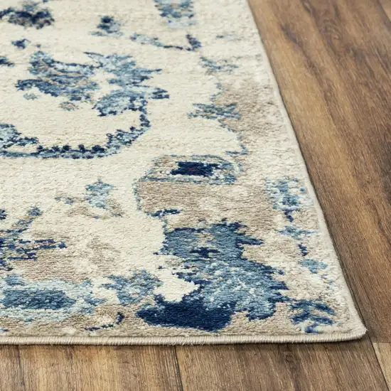 Blue Dark Blue Light Blue Beige And Ivory Floral Area Rug Photo 3