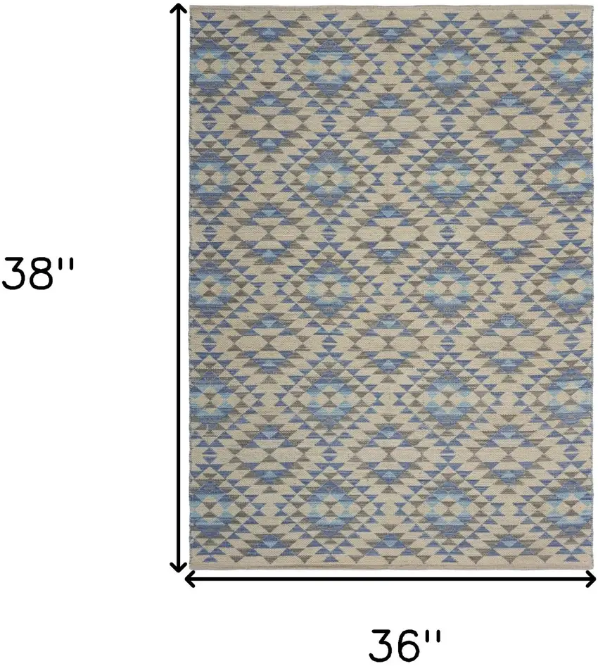 Blue Decorative Lattice Area Rug Photo 8