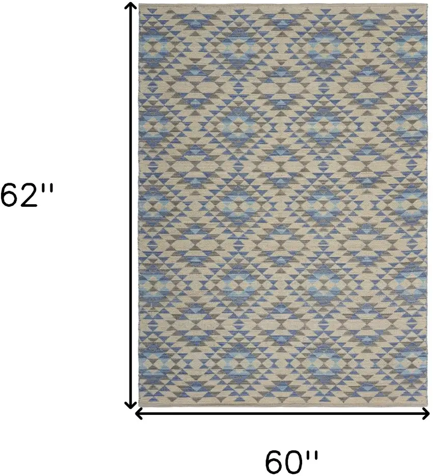 Blue Decorative Lattice Area Rug Photo 8