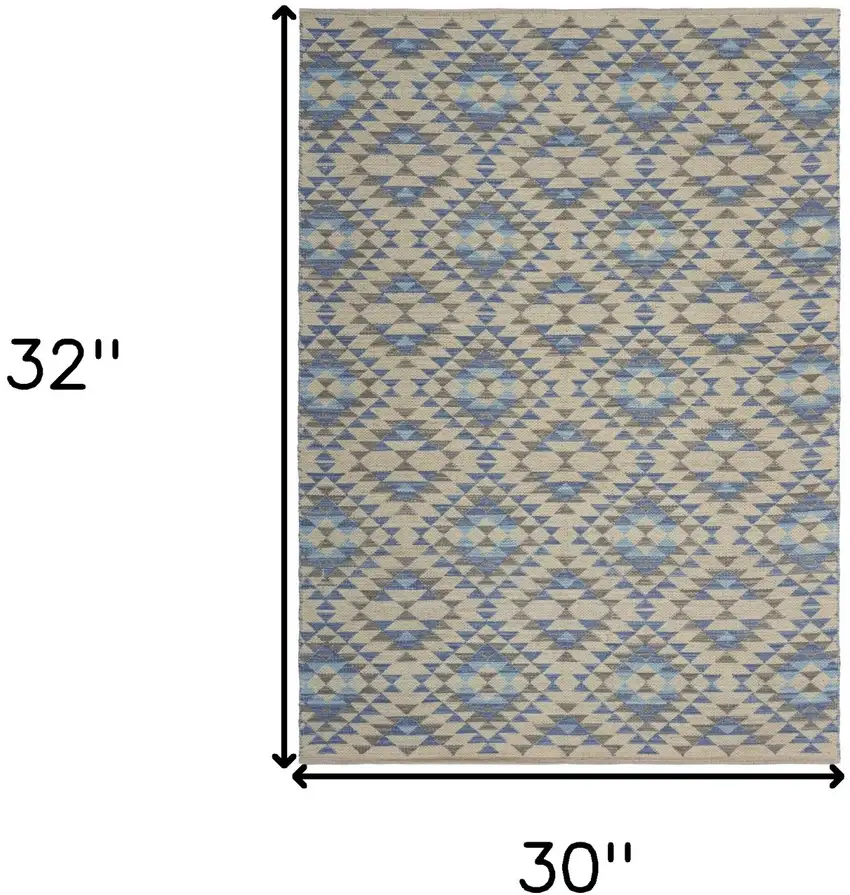 Blue Decorative Lattice Area Rug Photo 8