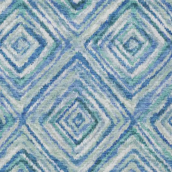 Blue Denim Blue And Green Geometric Washable Indoor Outdoor Area Rug Photo 7