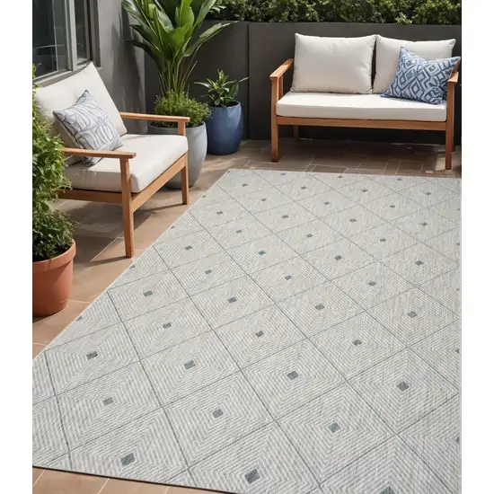 Blue And Gray Indoor Outdoor Area Rug Photo 1
