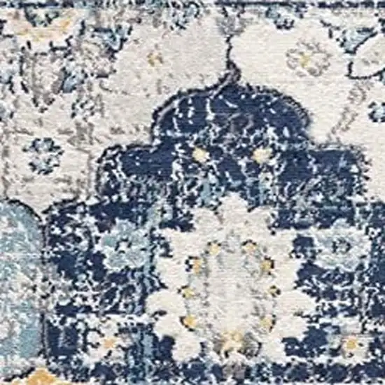 Blue and Yellow Floral Area Rug Photo 3